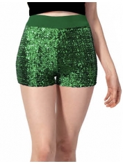 70s Costume Green Sequin Shorts - Womens 70s Disco Costumes 